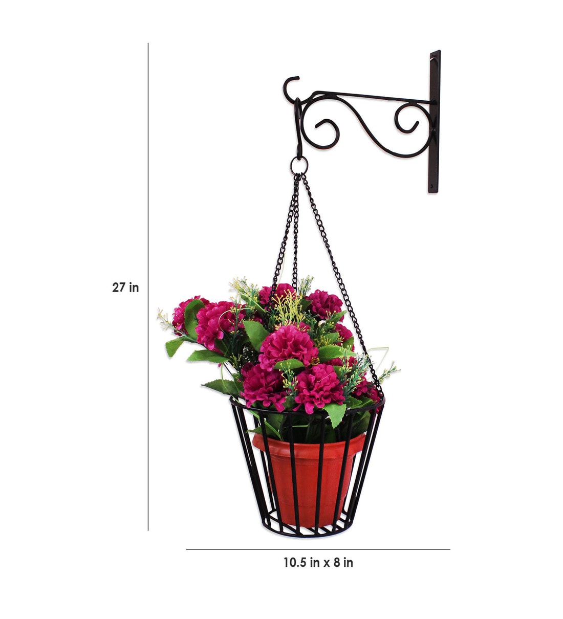 Buy Black Mild Steel Wall Hanging Flower Holder By Home Sparkle Online