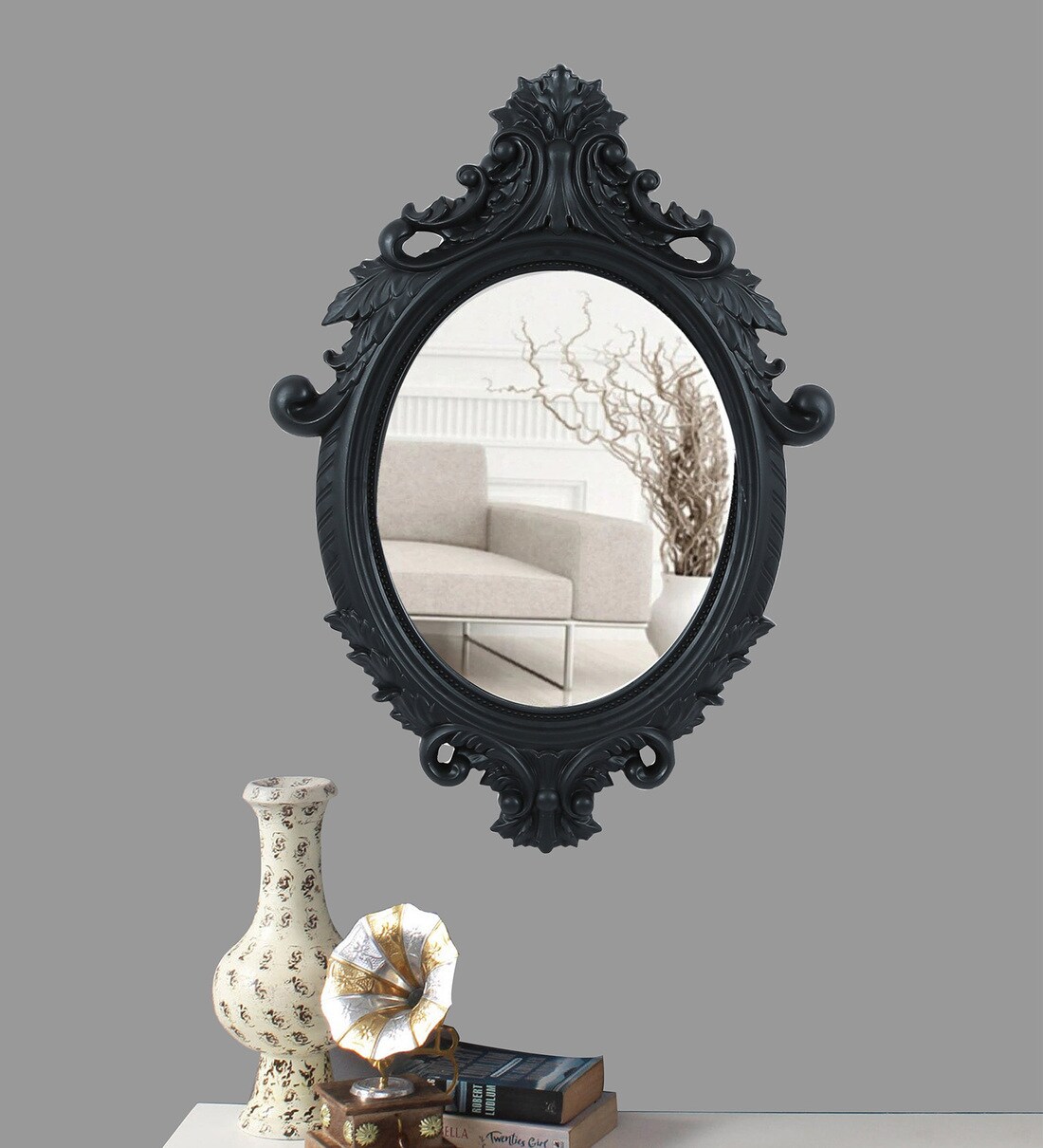 Buy Black Plastic Decorative Oval Shape Wall Mirror By Zahab Online Oval Mirrors Wall Accents Home Decor Pepperfry Product It is a fact that a a wall mirror can reflect and express your style, taste and individuality. black plastic decorative oval shape wall mirror