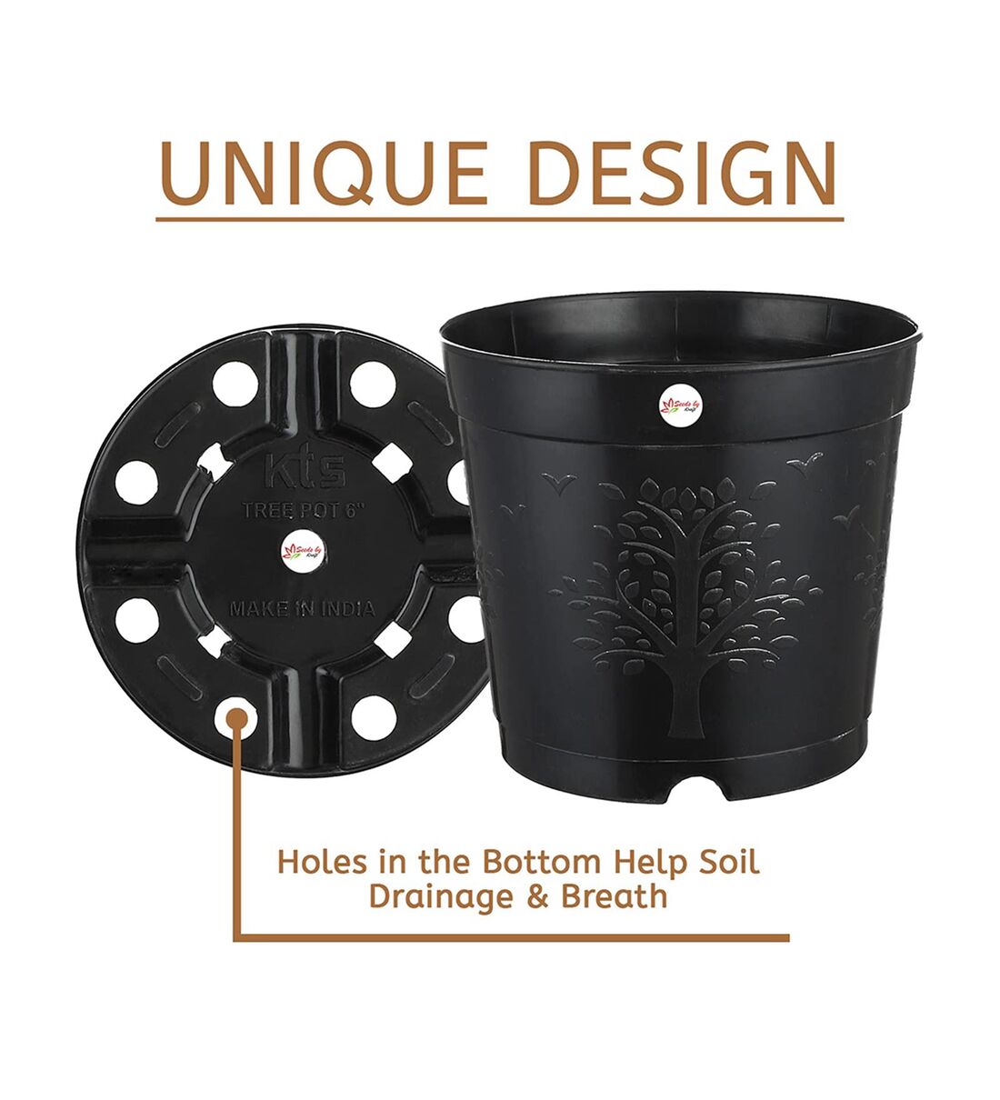 Buy Black Plastic Round Shape Planter Set Of (25) by Kraft Seeds Online