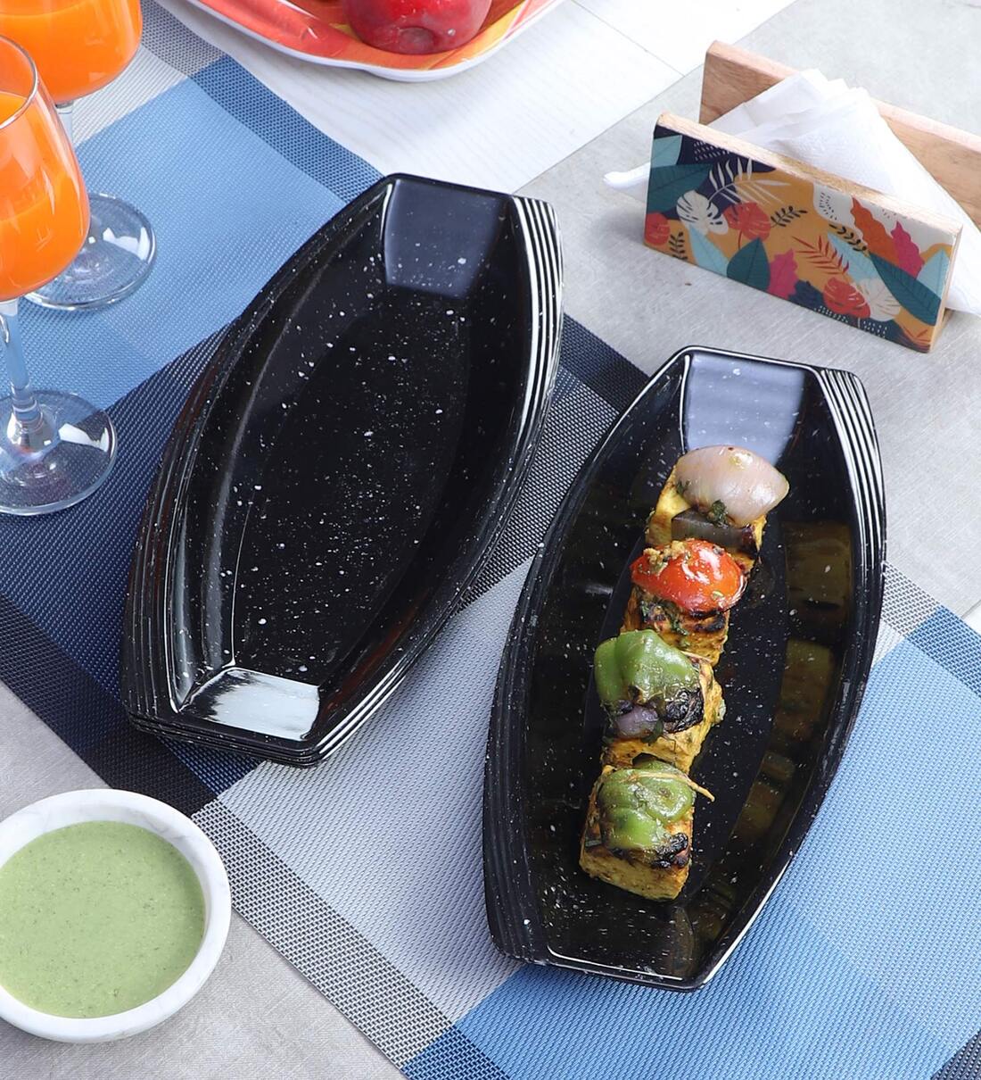 Buy Black Rectangular Black 12 Inch Melamine (Set of 4) Appetizer