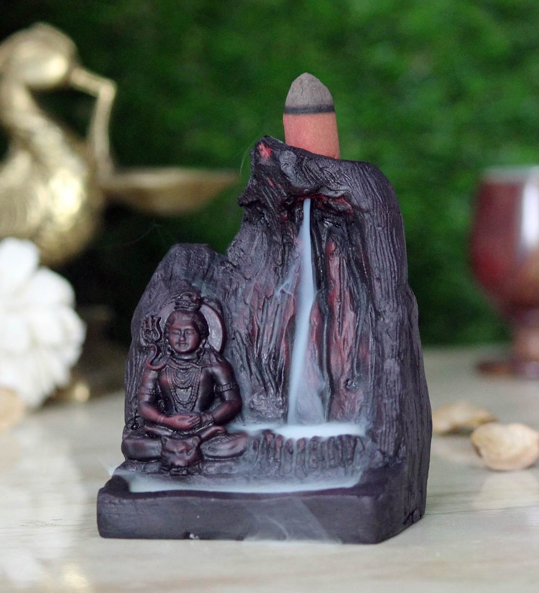 Buy Black Resin Meditating Shiva Fountain Backflow Smoke
