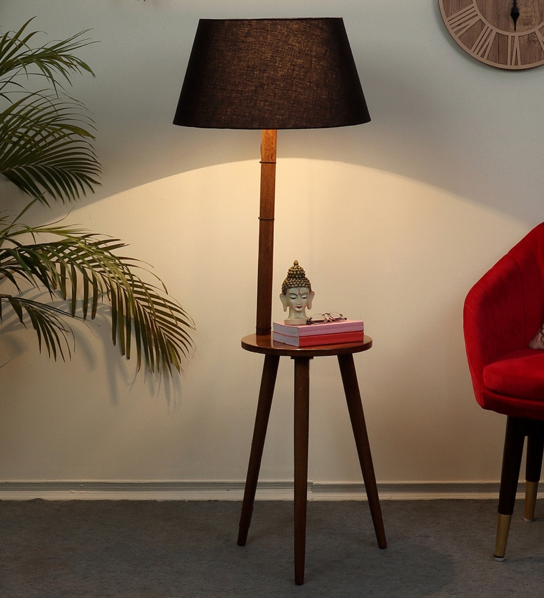 Buy Black Shade Floor Lamp With Wood Base By Tu Casa Online Shelf