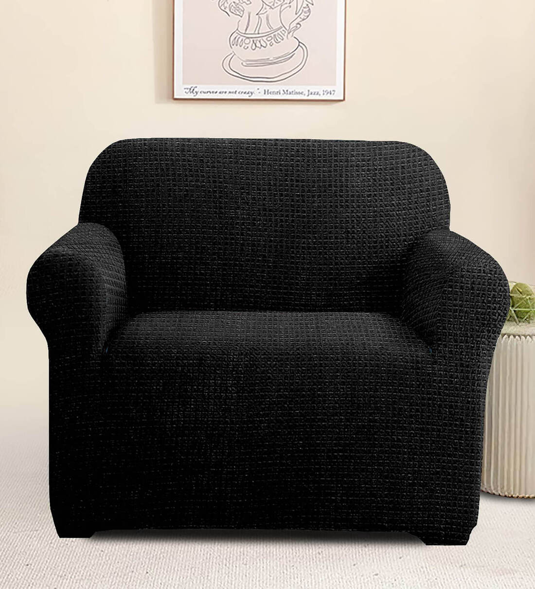 1 Pc Mesh Self Textured Sofa Cover main image 0