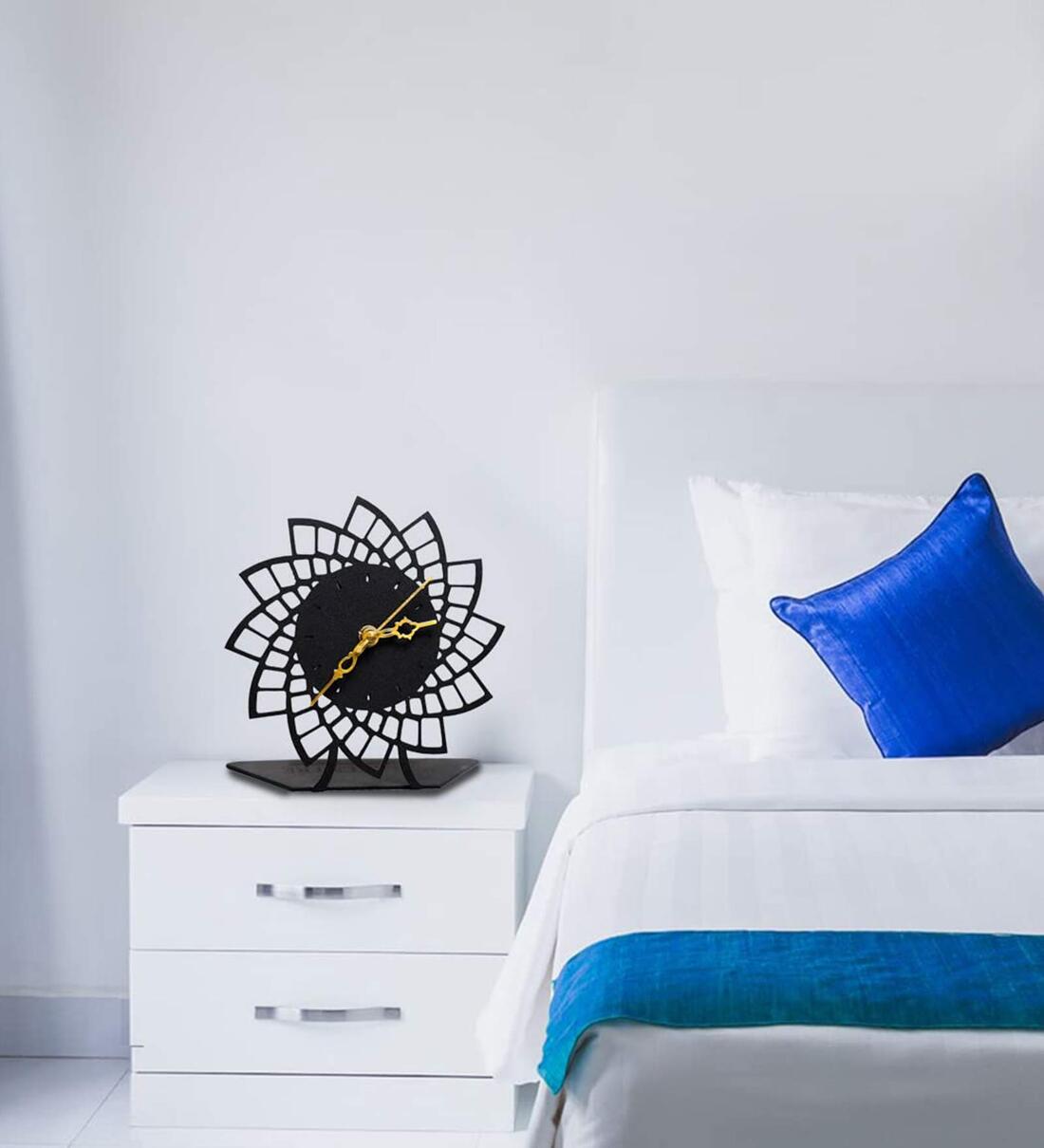 Buy Black Steel Decorative Round Table Clock Online Table Clocks