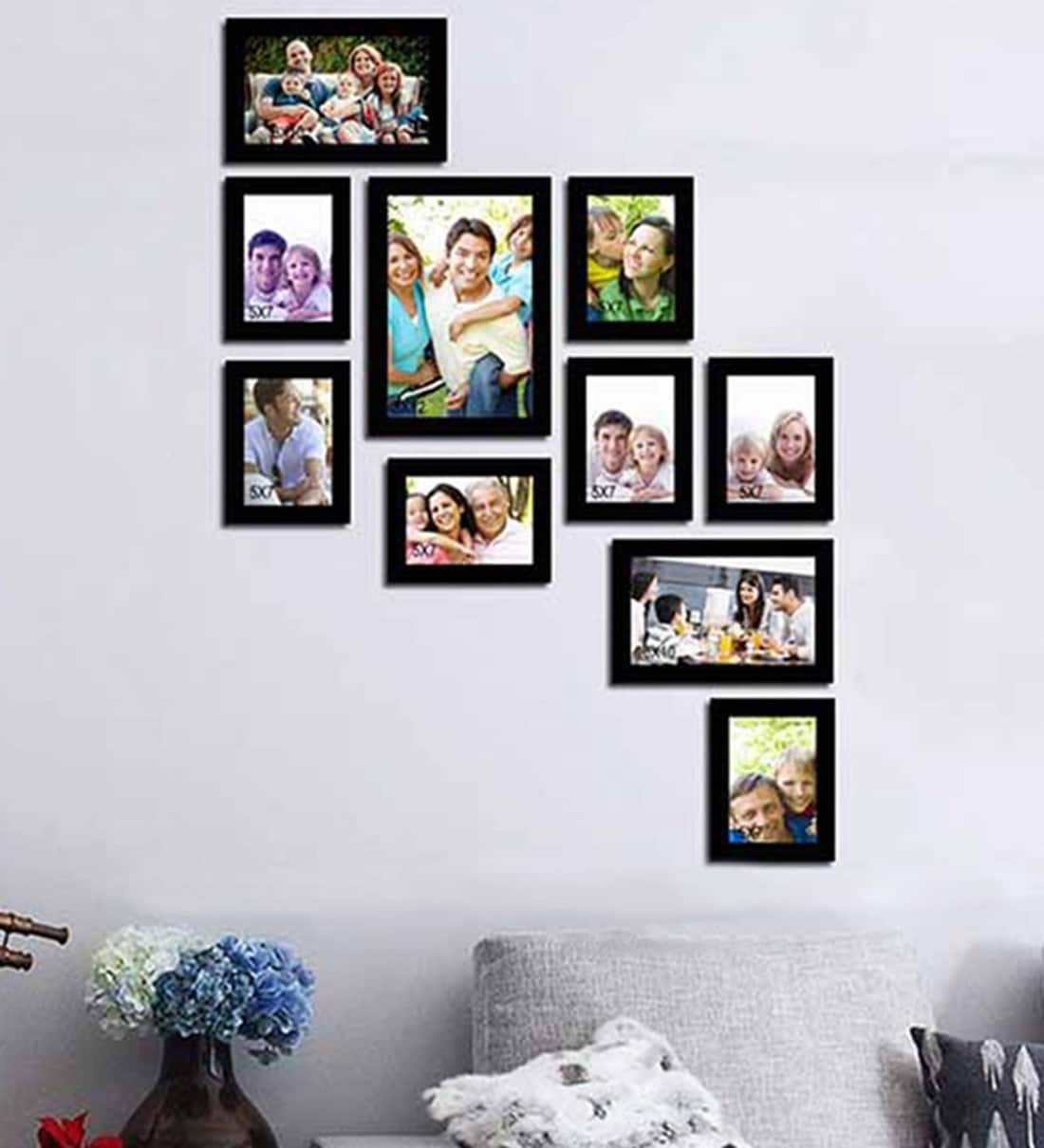 Buy Black Solid Wood Skyla Set Of 10 Collage Photo Frames at 40% OFF by ...