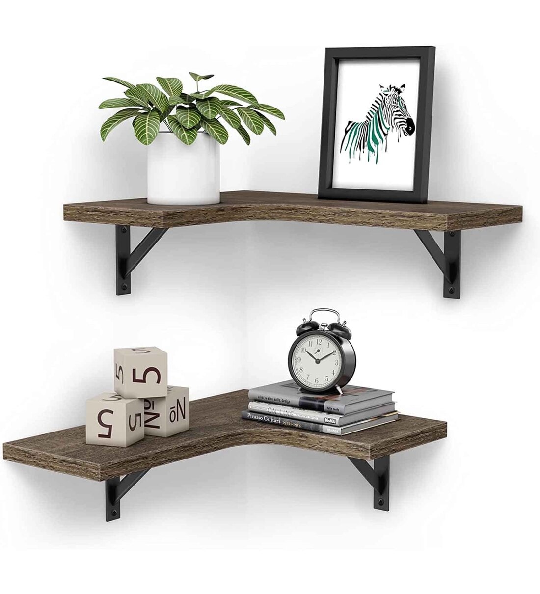 Buy Black Wood & Metal Wall Shelf (Set of 2) By Craft Center Online ...