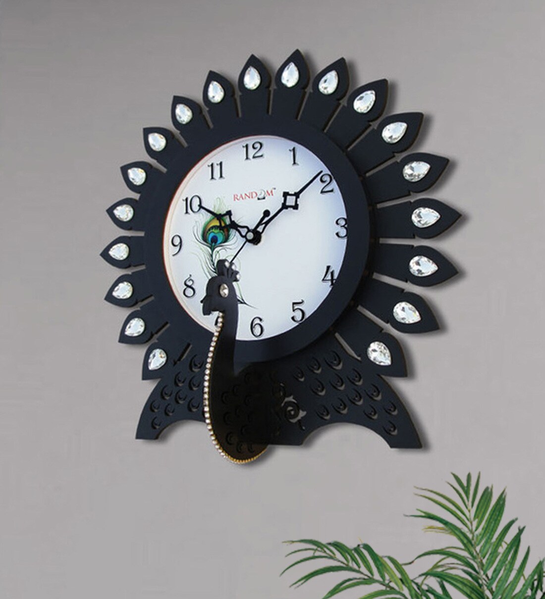 Buy Black Solid Wood Wall Clock By Random Online Traditional