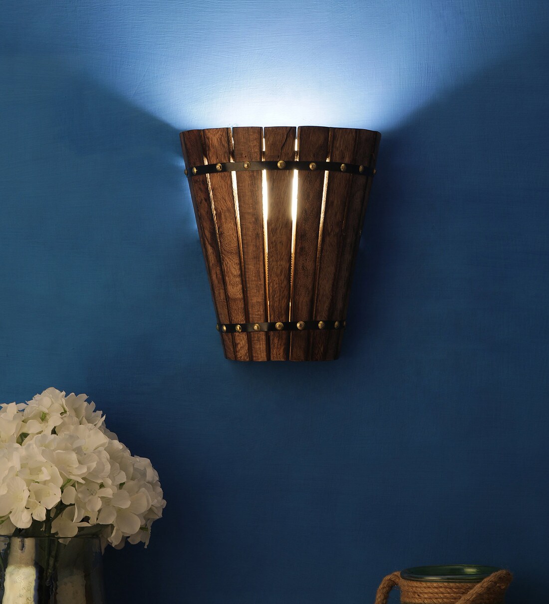 Buy Oval Black Wood Flush Mount Wall Light By Eliante by Jainsons