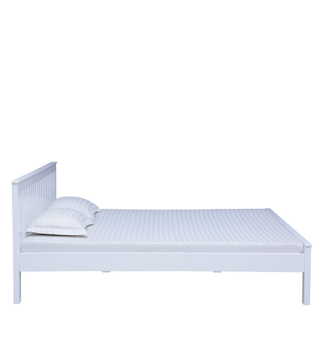 Buy Blanche Solid Wood King Size Bed in White Finish Woodsworth By