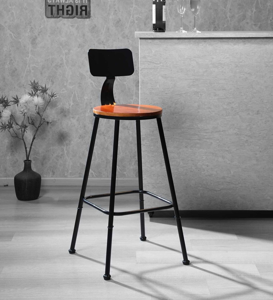 Buy Bliss Bar Stool In Brown Colour By Creative Seating System Online Industrial Bar Stools Bar Furniture Furniture Pepperfry Product