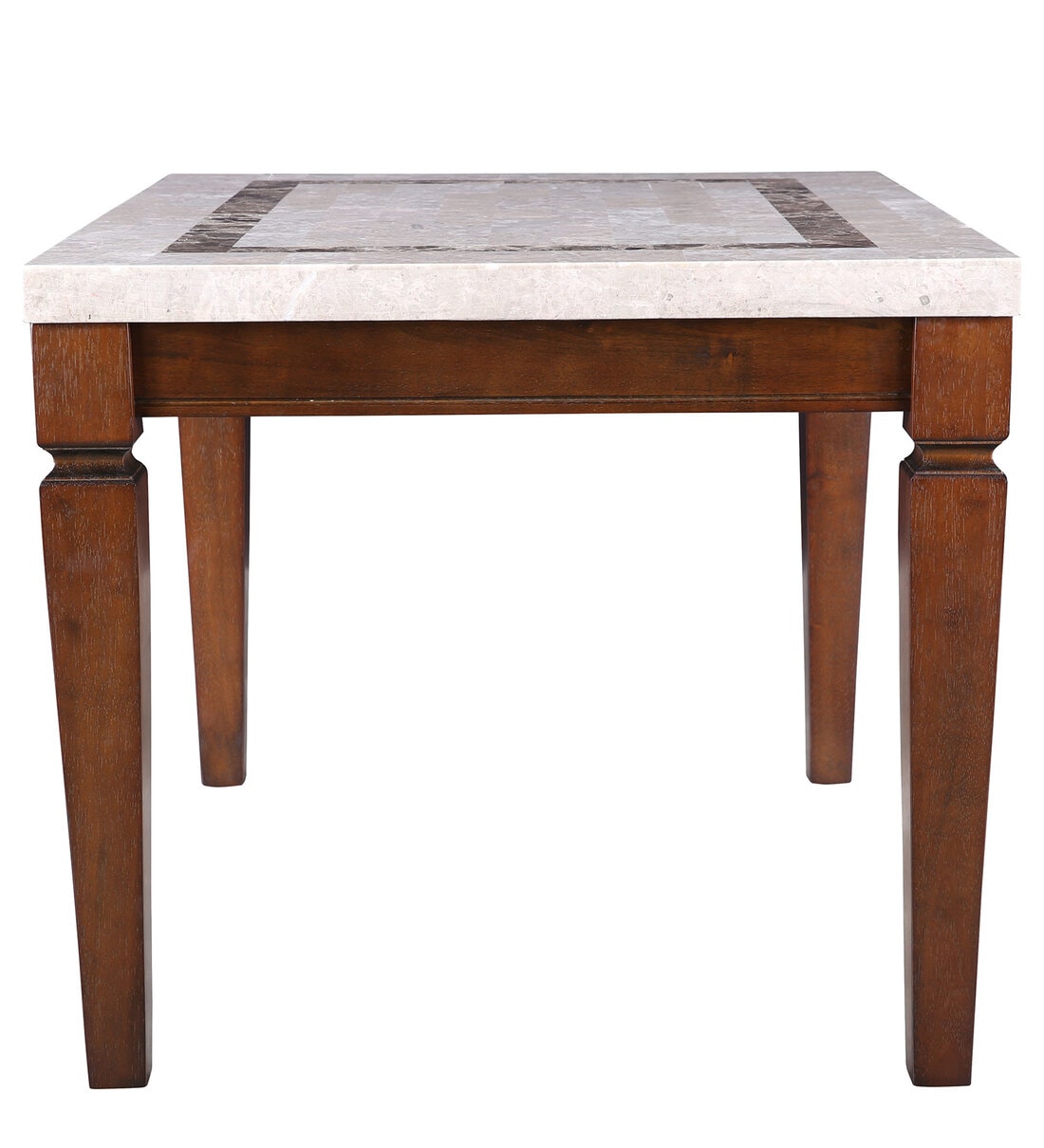 Buy Bliss Marble Top 4 Seater Dining Table with Inlay in Beige Colour