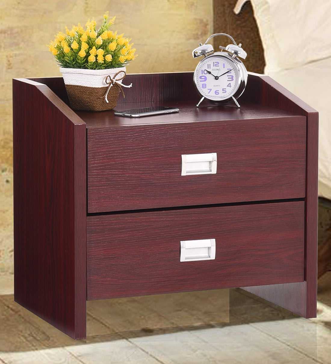 Buy Cherry Bed Side With 2 Drawers By Royaloak Online Bedside Chests Tables Furniture Pepperfry Product