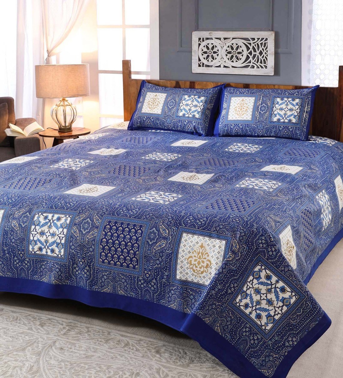 Buy 100 Cotton 300TC King Size Bedsheet With 2 Pillow Covers by Sleep Dove Online Traditional