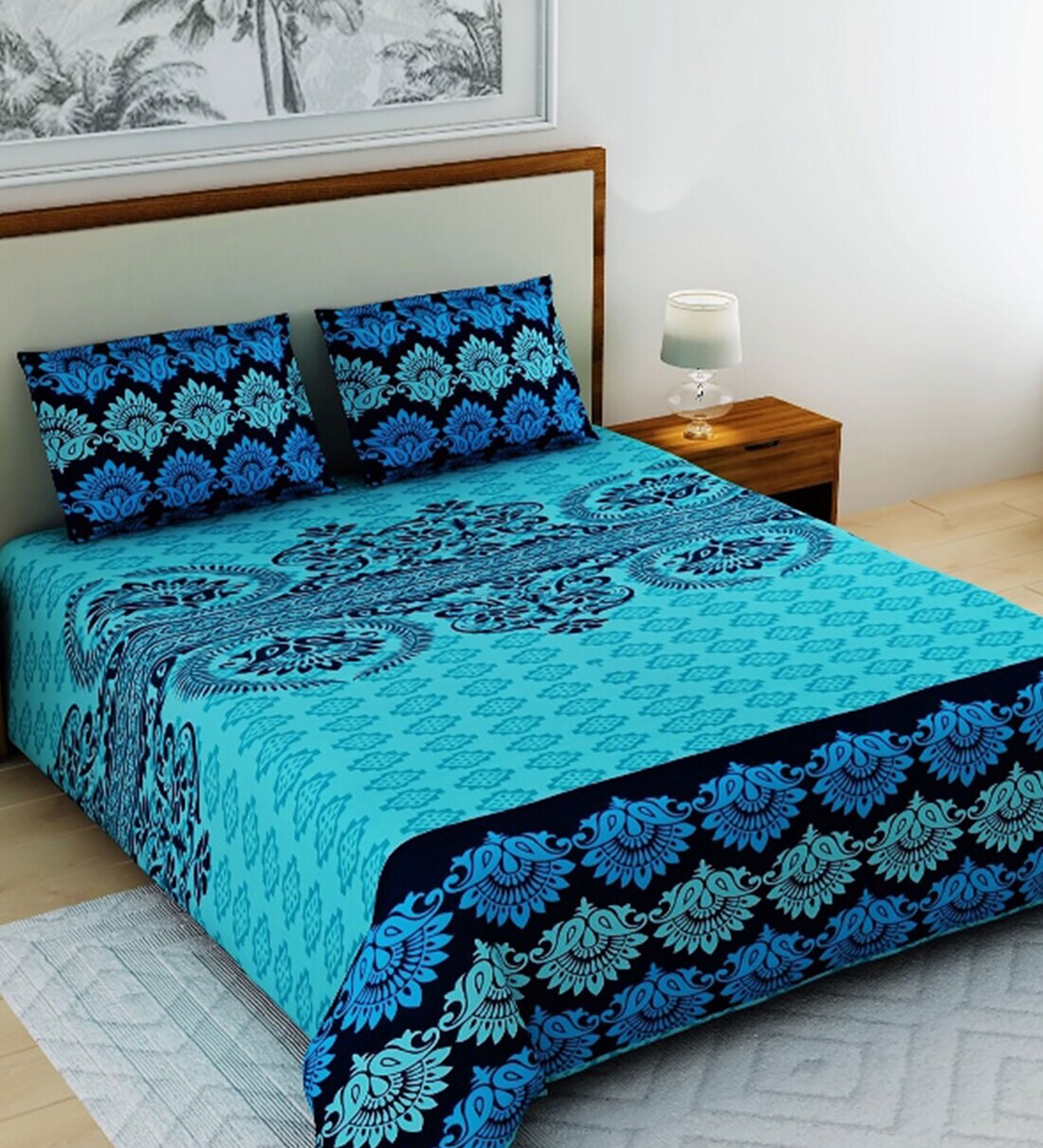 buy-blue-100-cotton-printed-120-tc-1-king-size-bedsheet-with-2-pillow