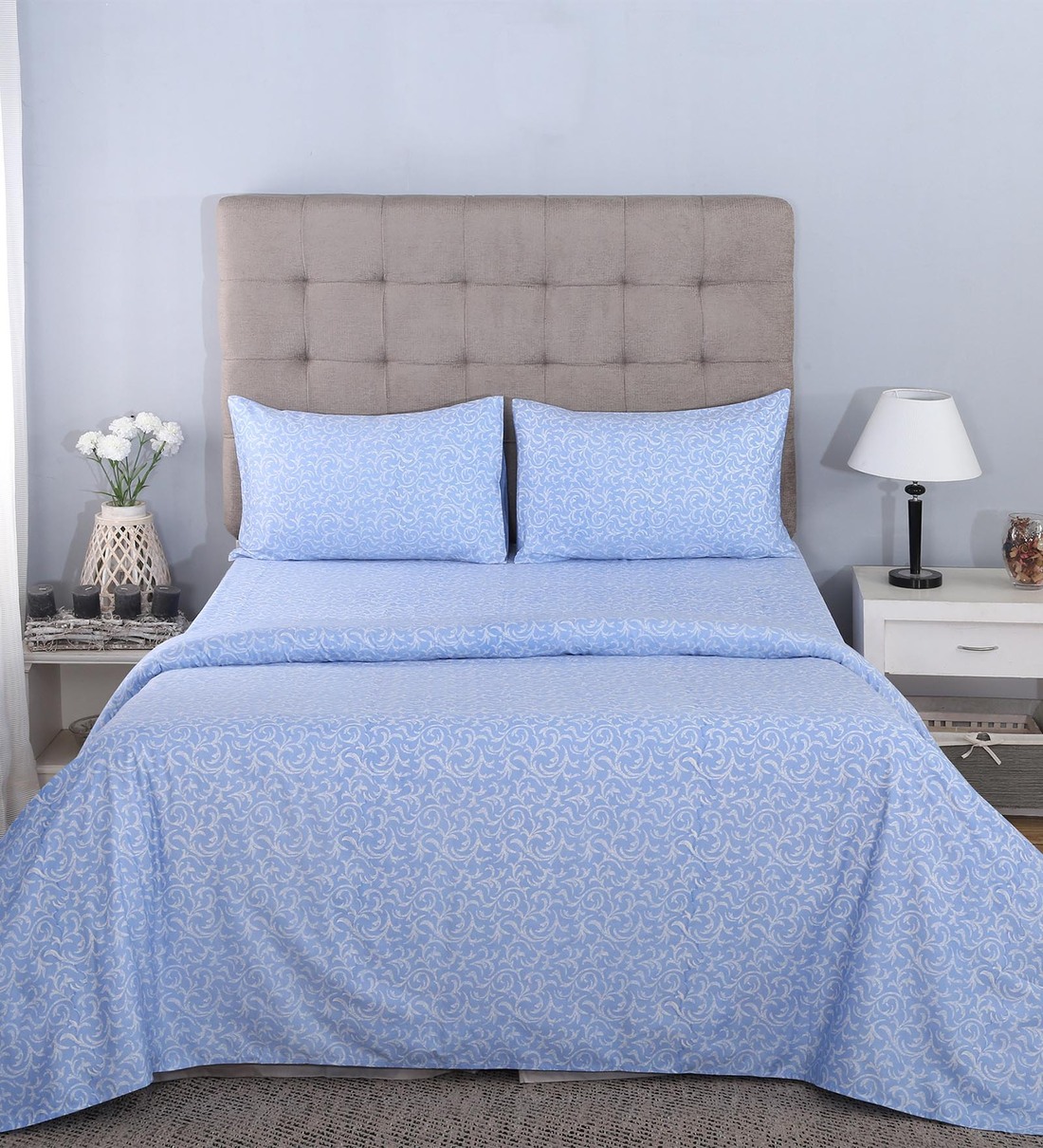 Buy 100 Cotton 400tc King Size Bedsheet With 2 Pillow Covers By Maspar Online Abstract King Bed Sheets Bedding Mattresses Bedding Pepperfry Product