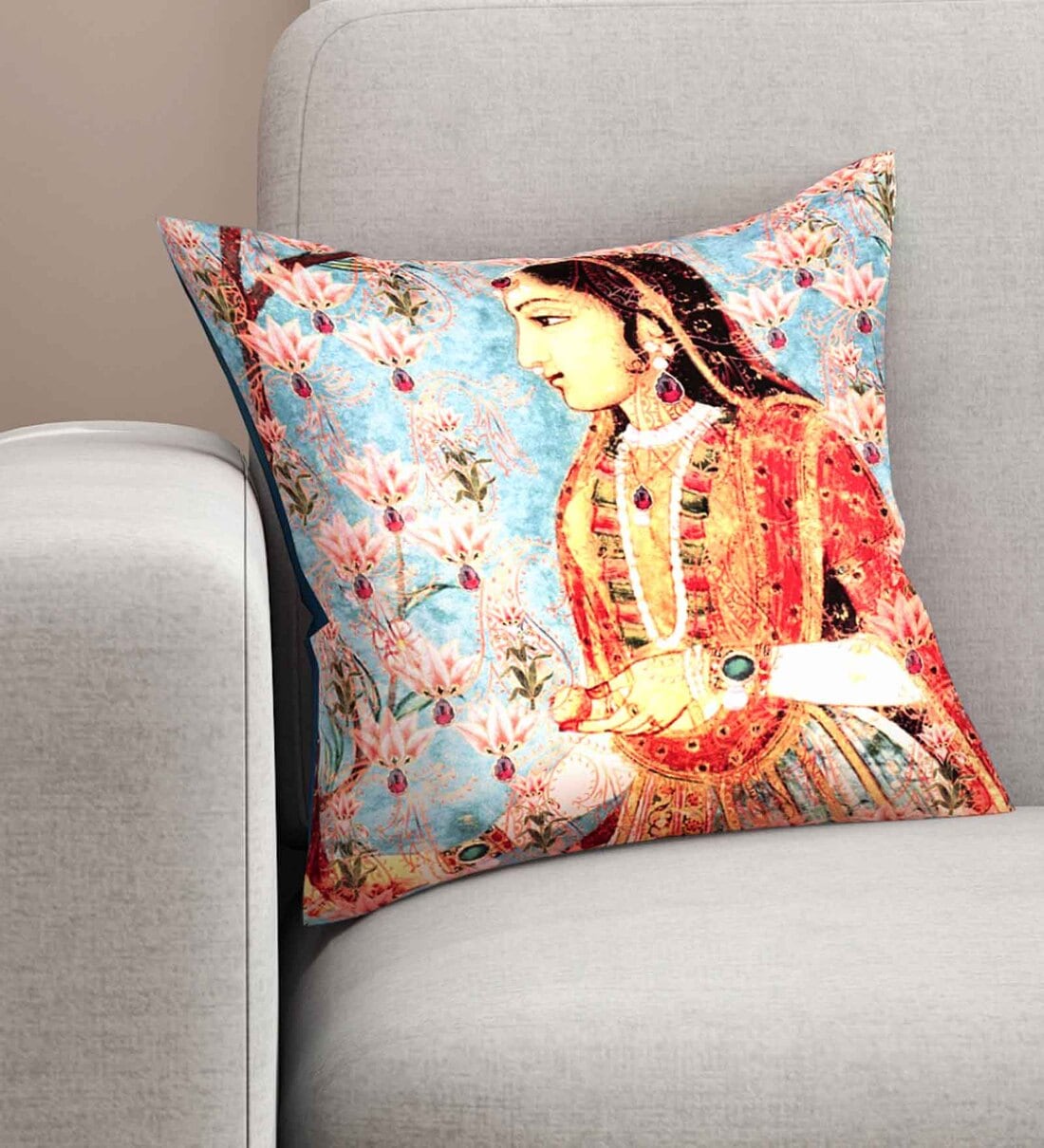 Buy Blue Abstract Premium 16 x 16 Inches Cushion Cover by SEJ by Nisha