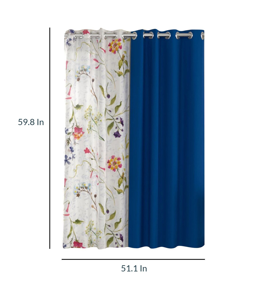 Buy Blue Polyester Floral 5ft Blackout Eyelet 4 Pcs Window Curtains by