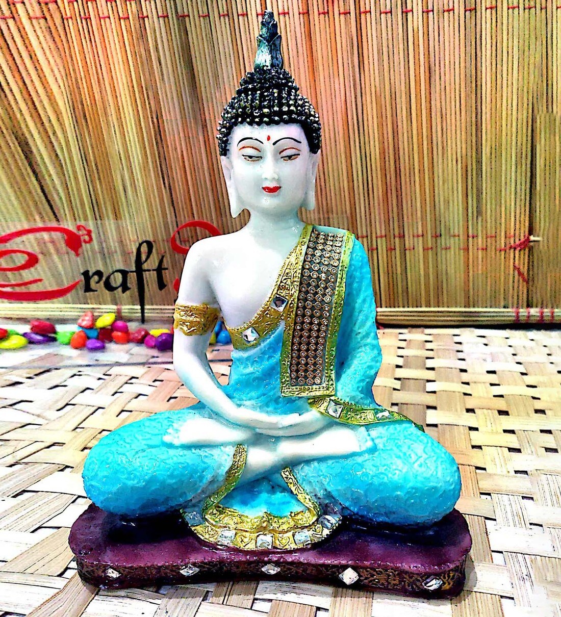 Buy Blue Buddha Decorative Showpiece by Ecraftindia Online Buddha