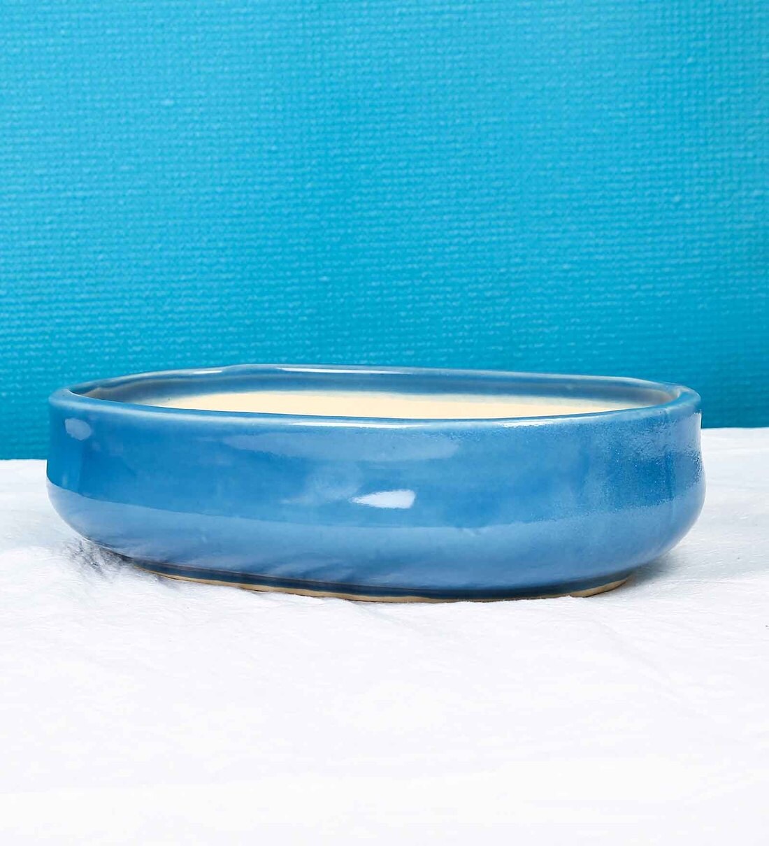 Buy Blue Ceramic Bivogal Shape Flower Pot by Justoriginals Online Desk Pots Pots & Planters