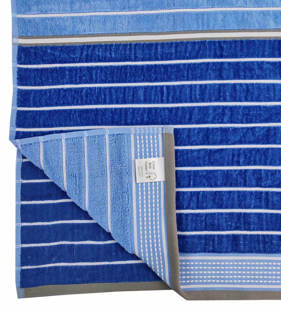 Buy Blue Cotton 450 Gsm Bath Towels By Cotton Bolls Textile Online Solid Colour Bath Towels