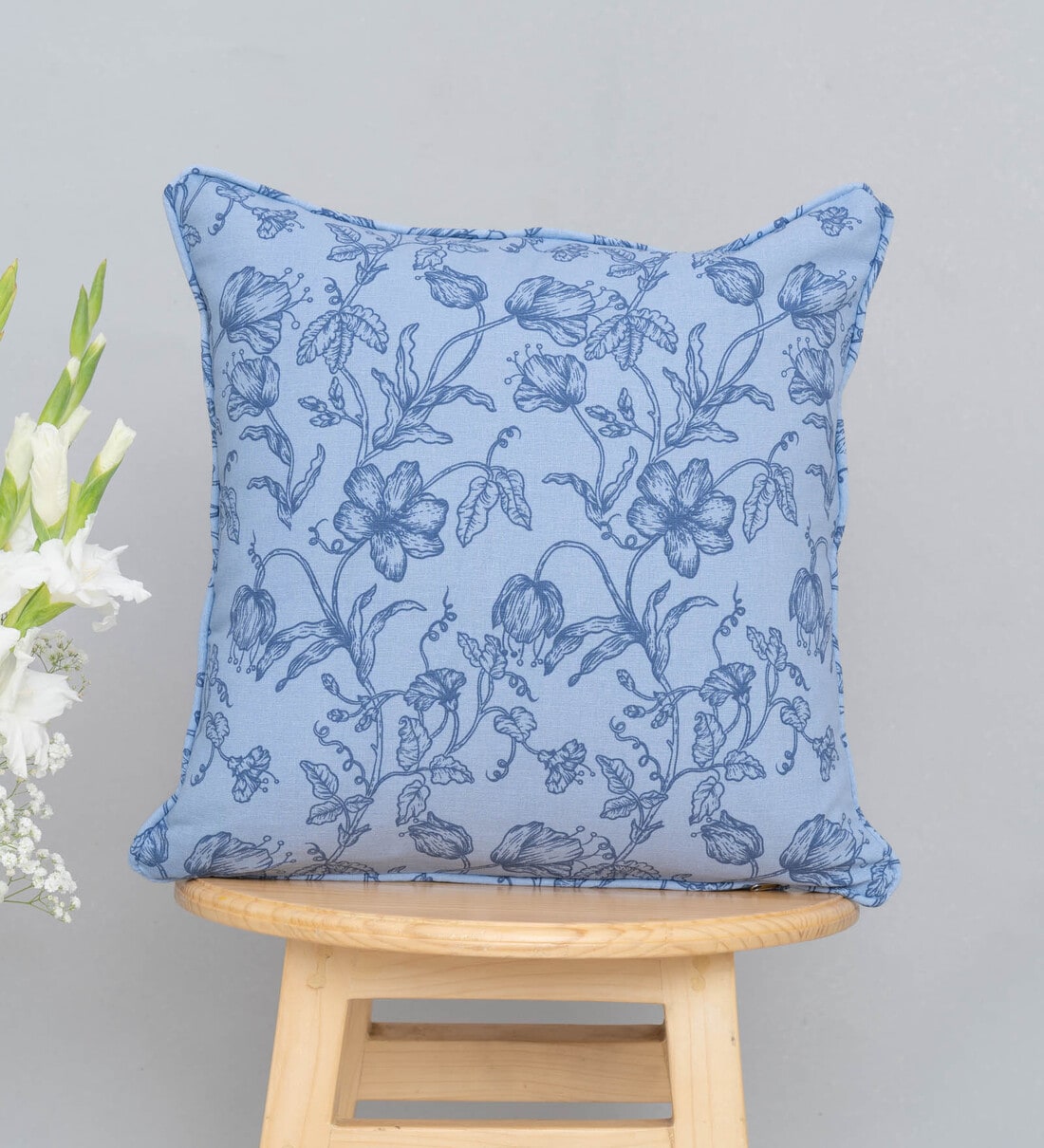 Soft Blue White Floral Cushions