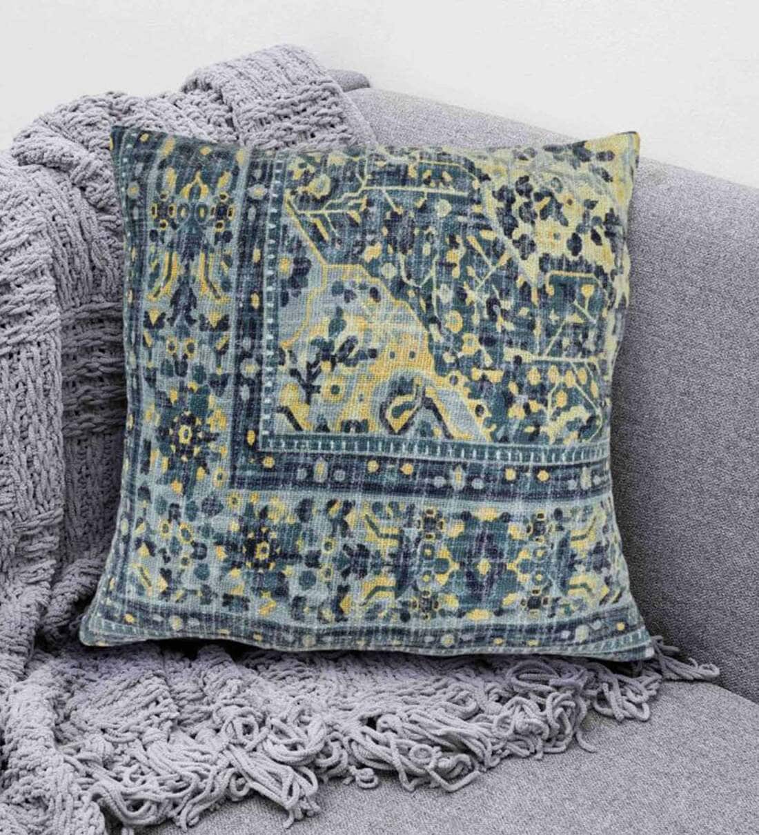Buy Blue Traditional Cushion Covers 20X20 Inches Printed Cushion Covers