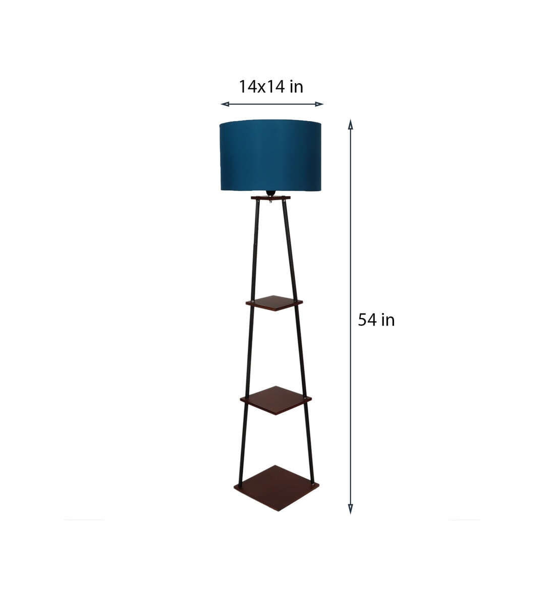 Buy Montage Blue Cotton Shade Shelf Floor Lamp With MDF Base By