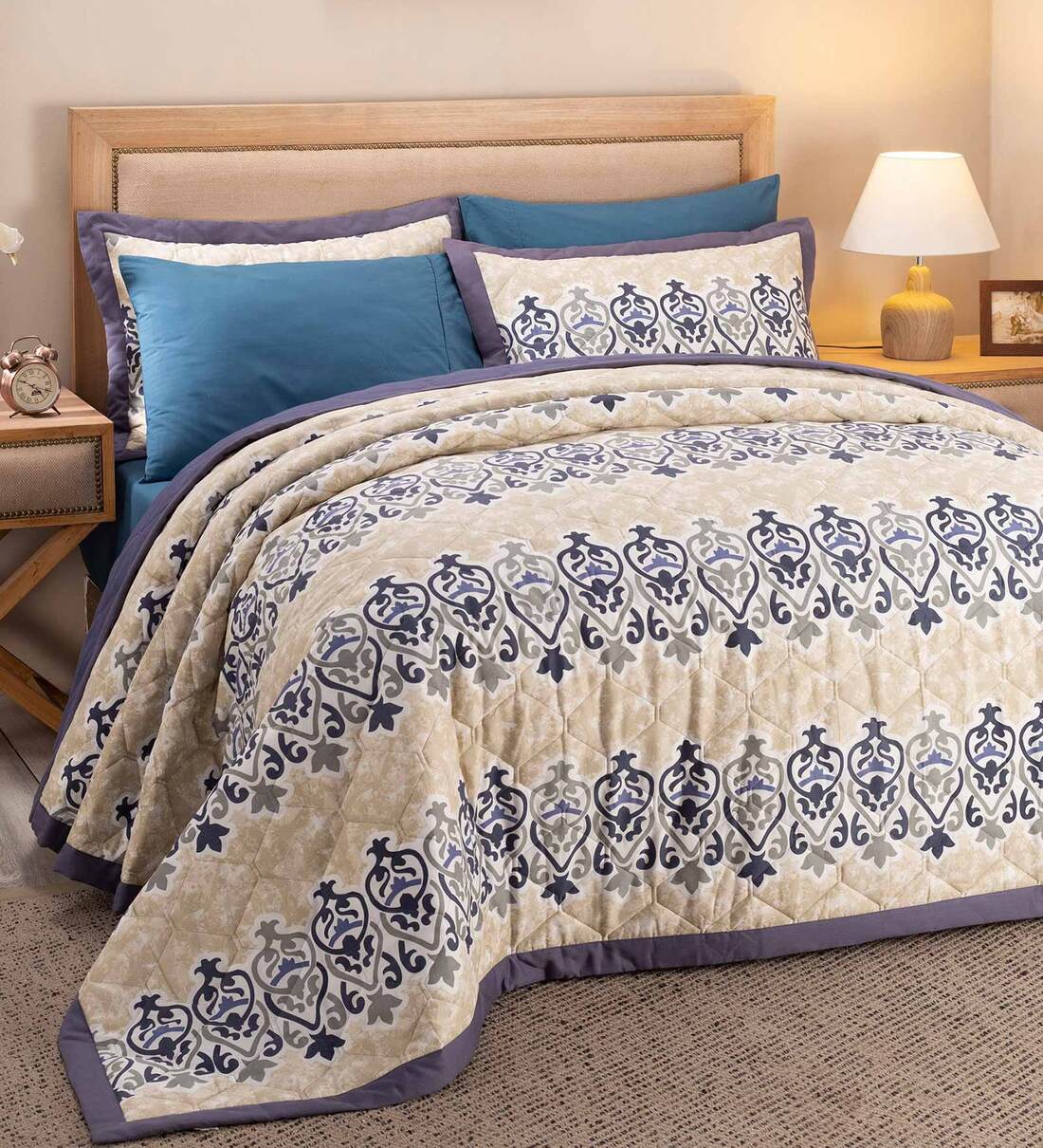 Buy Blue Cotton 300 AC Room Double Bed Quilt at 26% OFF by Maspar ...