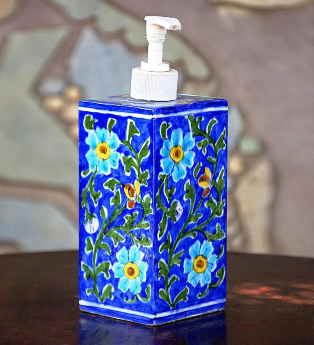 Buy Pottery Counter Top Liquid Soap Dispenser in Multicolour Online