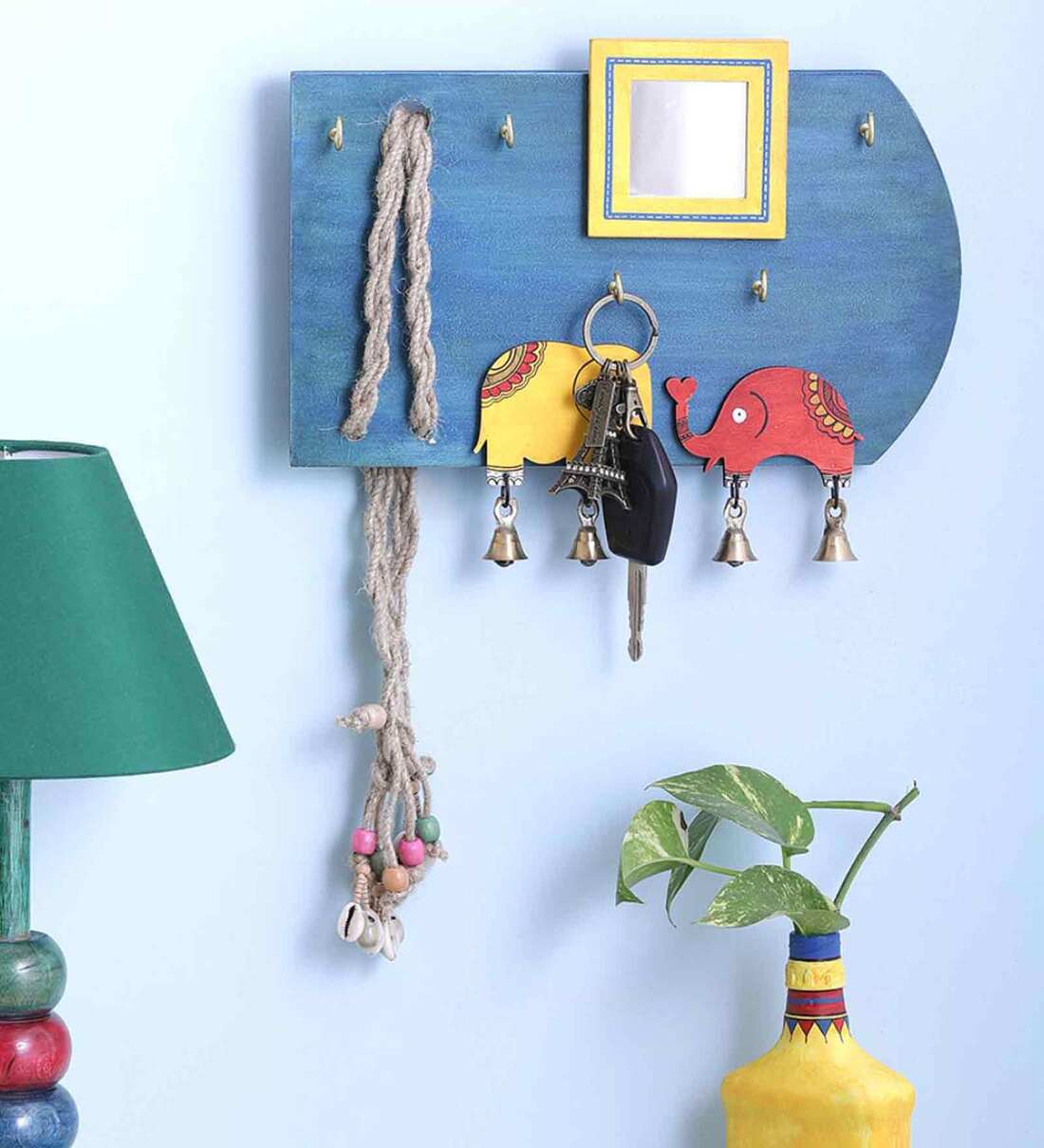 Buy Blue Dori Wooden Key Holder With Six Hooks By Vareesha at 23% OFF ...