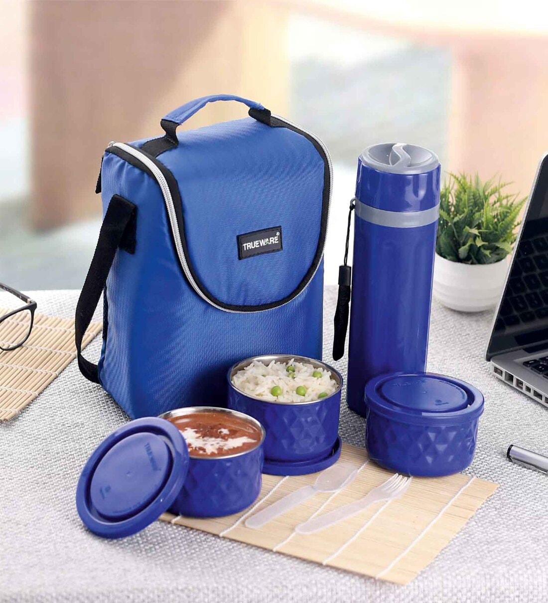 Buy Executive Blue Stainless steel Microwave Safe Lunch Box at 45% OFF by  Trueware