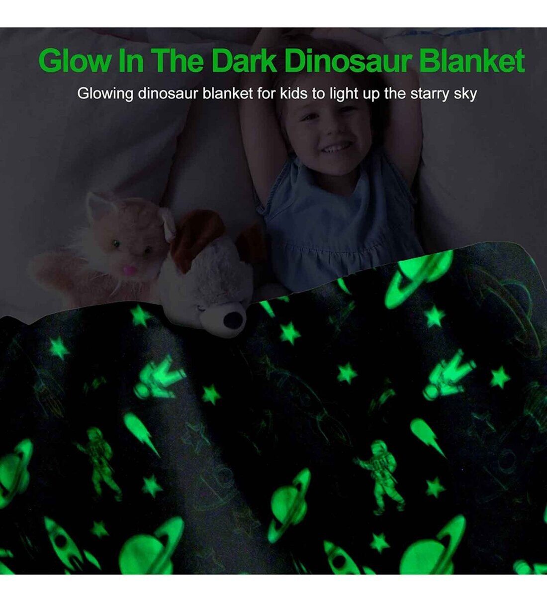 Buy Blue Fleece Solid 280 GSM Glow in The Dark Fleece Throw Single