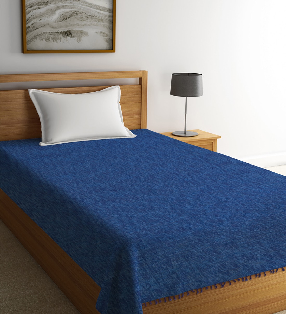 Buy Blue Floral 335 TC Cotton Double Bed Cover by Fabindia at 100 OFF
