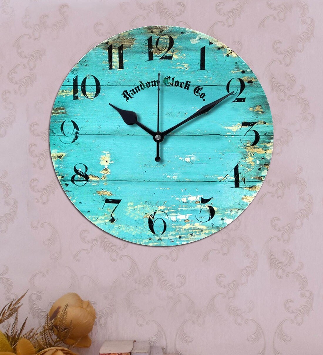 Buy Blue Engineered Wood Analog Wall Clock by Random Online Modern