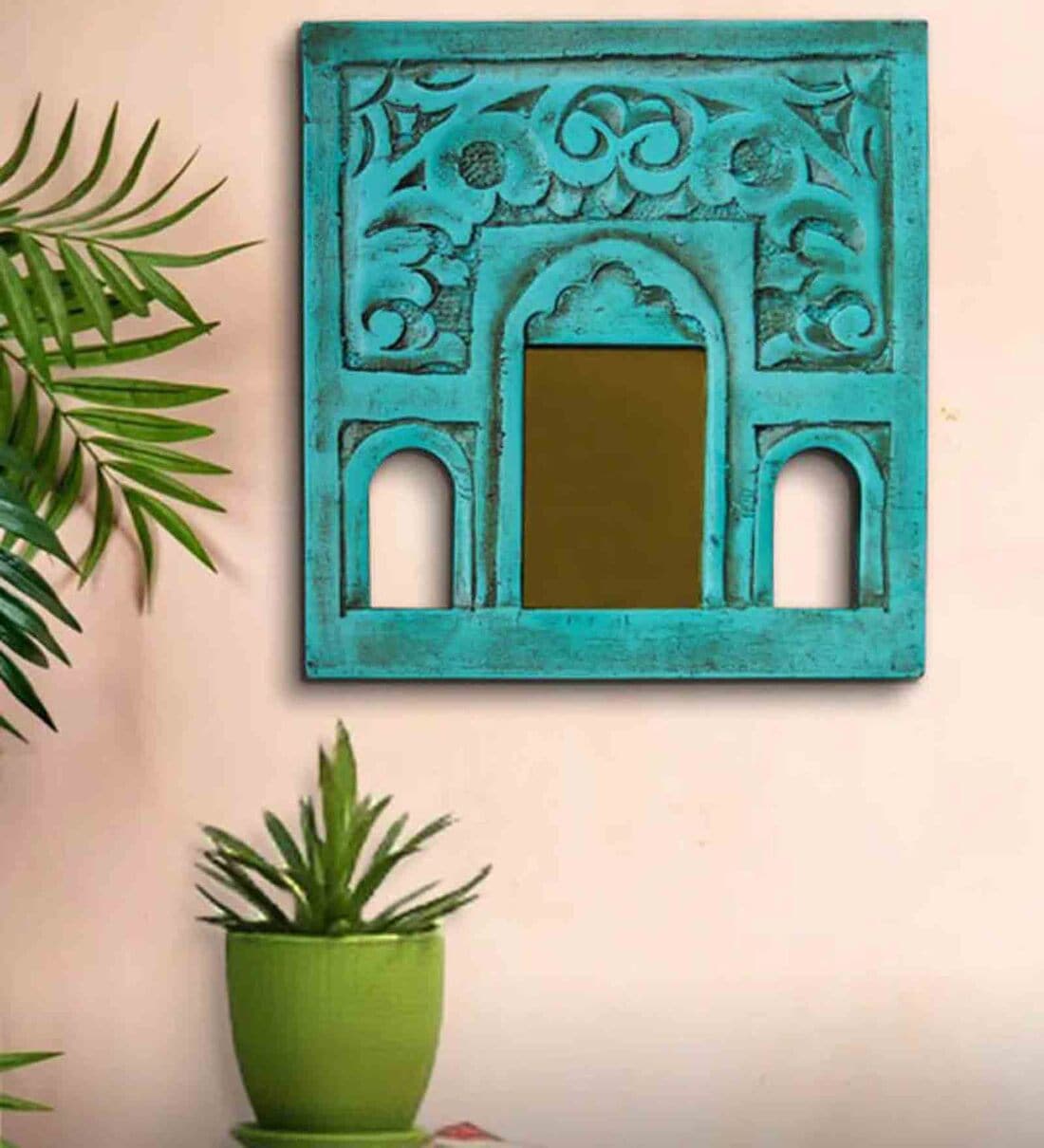 Buy Blue Miniature Jharokha Wooden Wall Mirror Online - Wall Mirrors ...