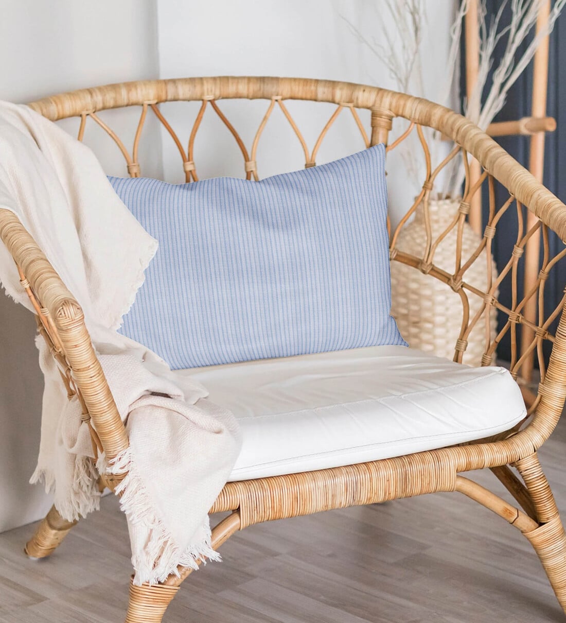 Buy Blue Striped 250TC Cotton 12 x 15 Inch Pillow Cover by The Baby