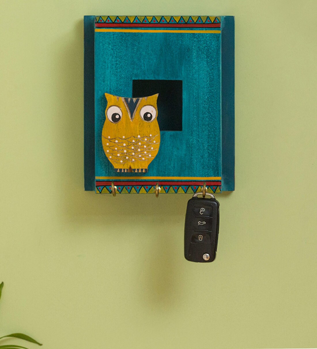 Buy Blue Pine Wood Owl Hen Key Holder by ExclusiveLane Online Modern