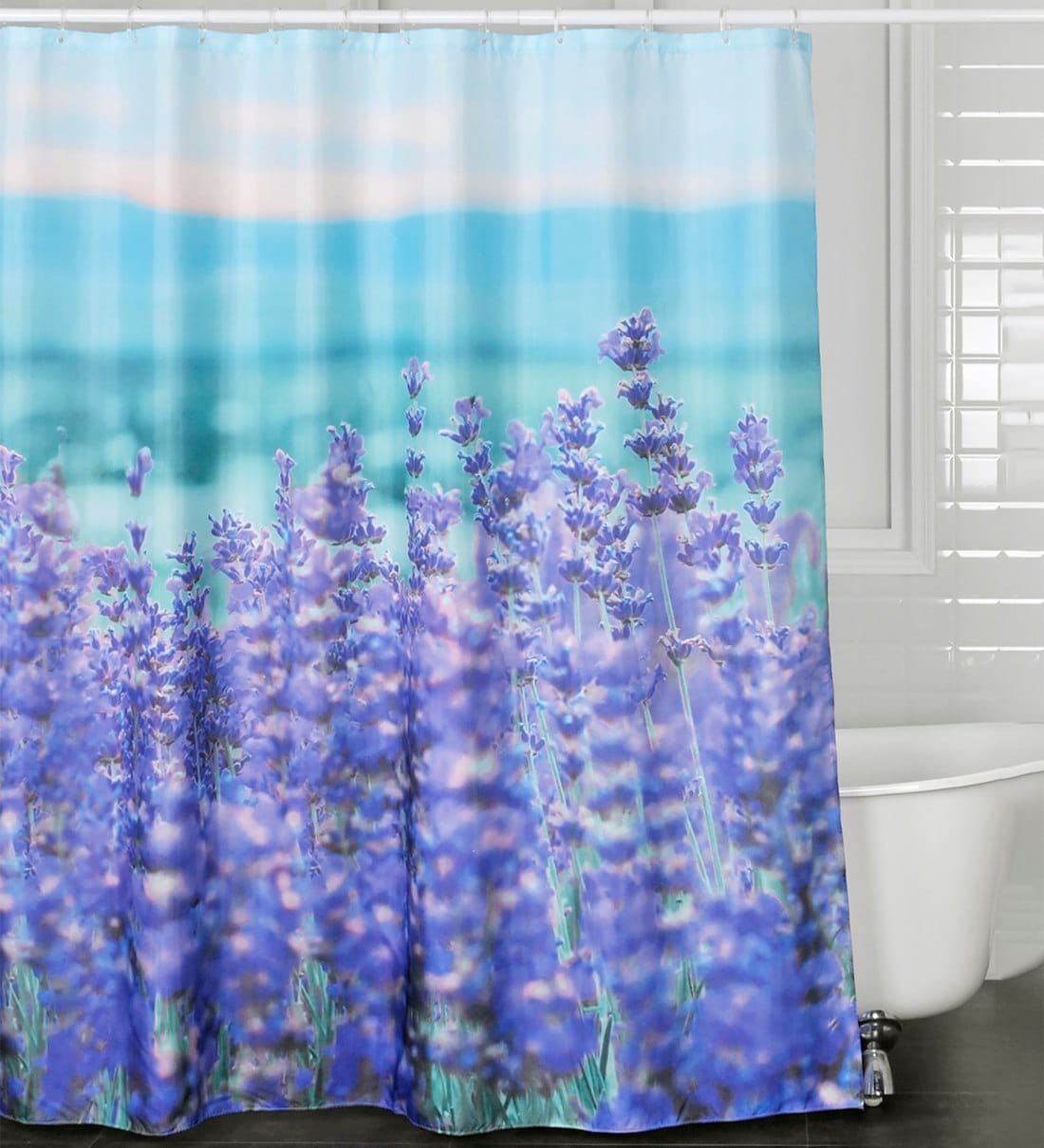 Buy Blue Shower Polyester 7 Ft Blackout Eyelet Shower Curtain by