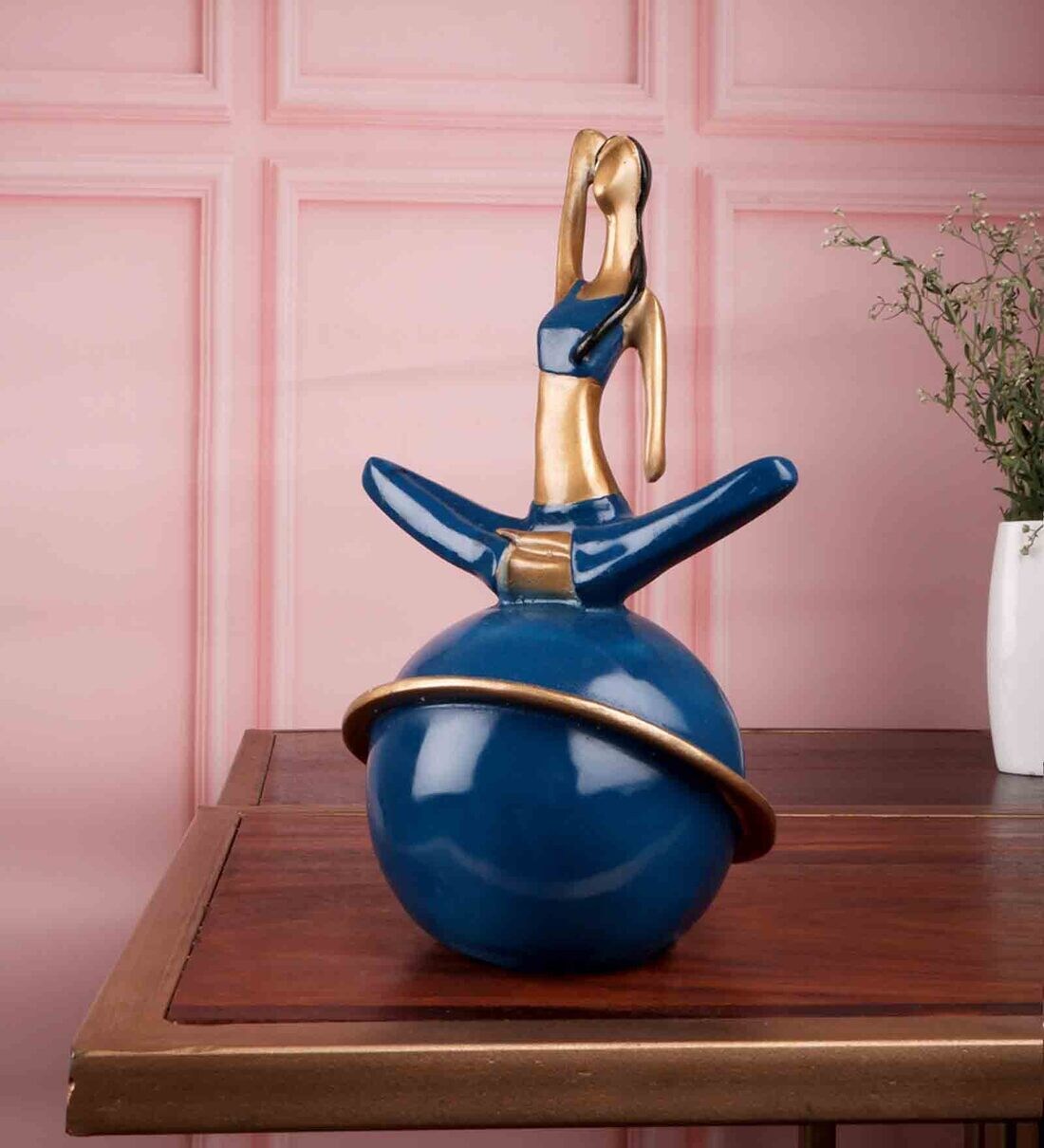 Buy Blue Polyresin Premium Yoga Figurine (Set Of 2) By The White Ink