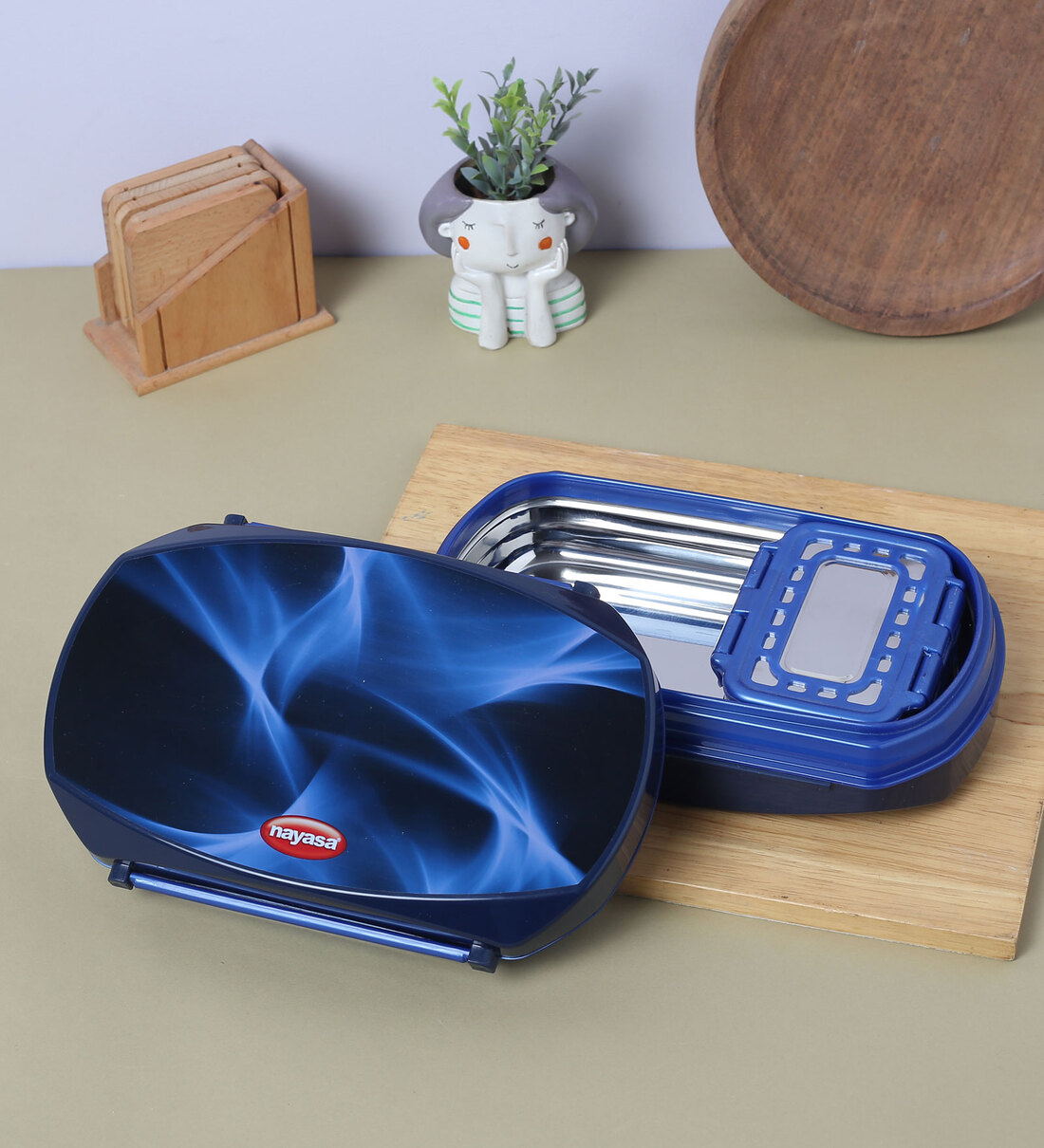 Buy Blue Razor Stainless Steel Lunch Box by Nayasa at 36 OFF by Nayasa