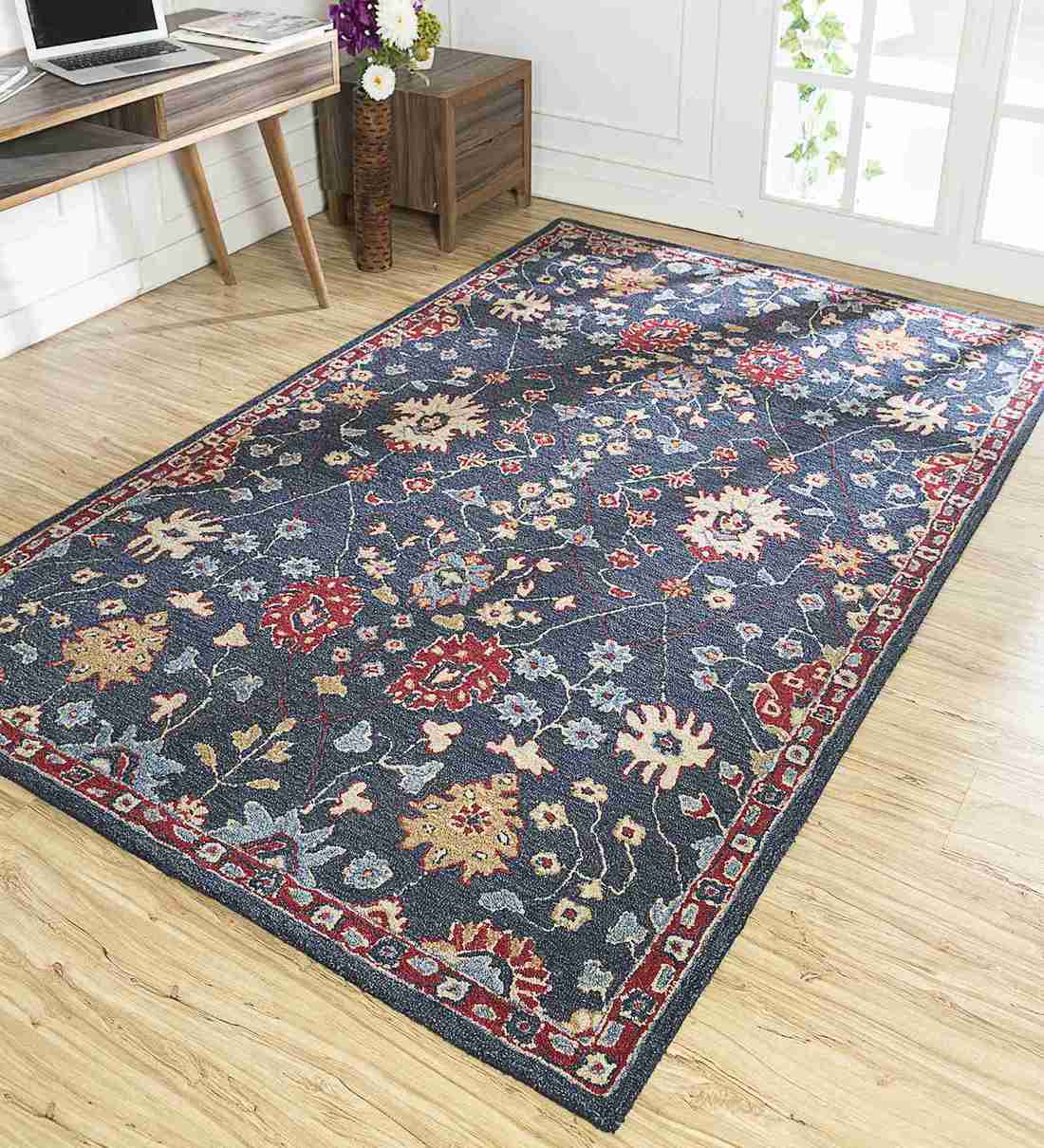 Buy Blue Wool Hand Tufted 60x96 Inch Transitional Floral Area Rug By Jaipur Rugs Online Loop Pile Carpets Furnishings Home Decor Pepperfry Product