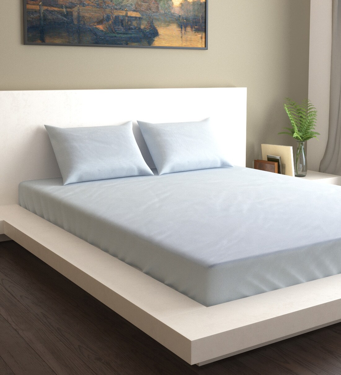 Buy 100 Cotton 400TC Double Bedsheet With 2 Pillow Covers Online