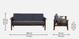 Blansko Sheesham Wood 3 Seater Sofa In Grey Colour