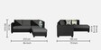 Blissplus Fabric LHS Sectional Sofa in Royal Black & Grey Colour