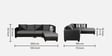 Blissplus Fabric LHS Sectional Sofain Royal Black & Grey Colour