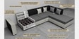 Blissplus Fabric LHS Sectional Sofain Royal Black & Grey Colour
