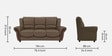 Blos Leatherette 3 Seater Sofa  in Grey Colour