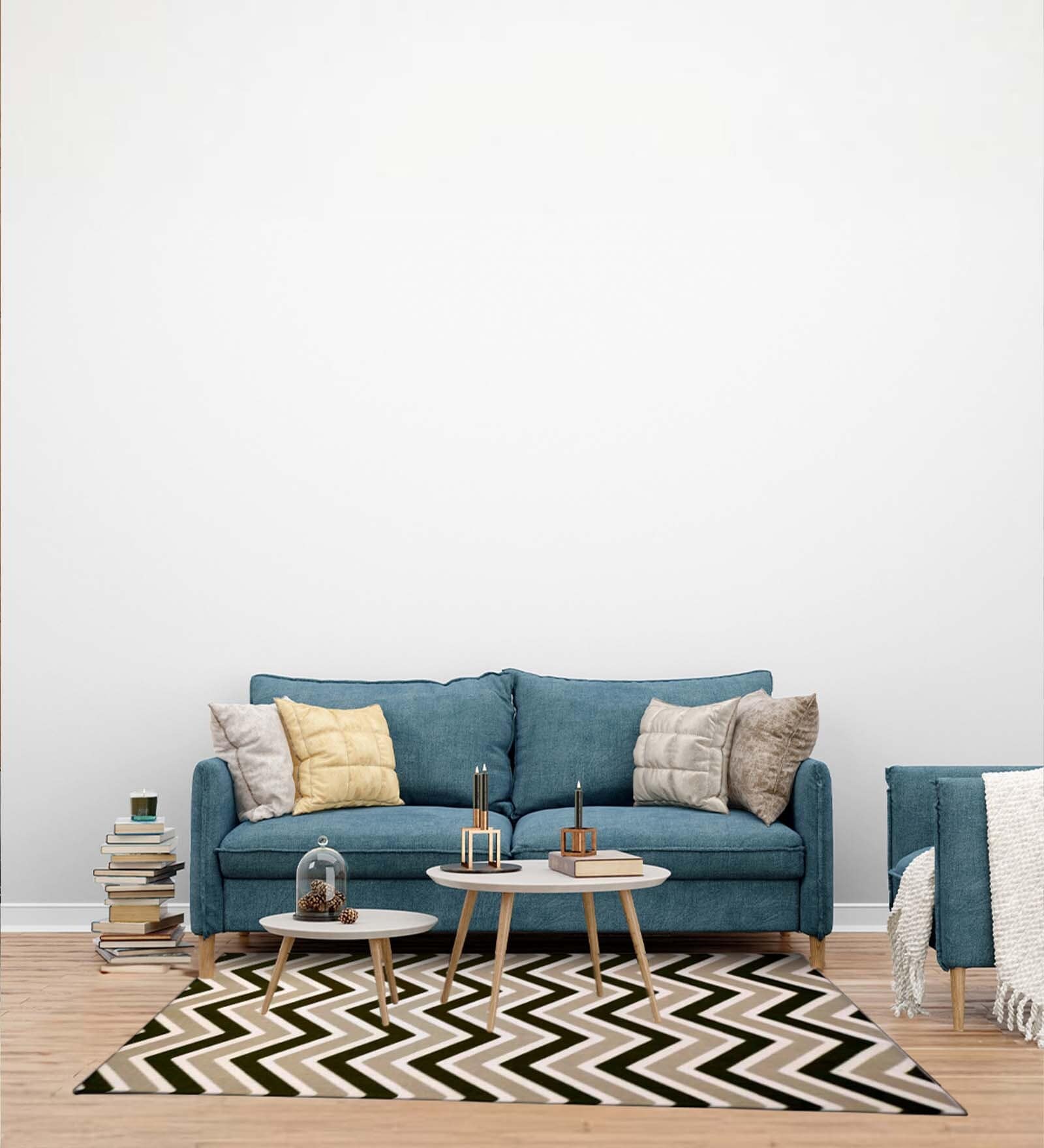 Black & Beige Geometrical Nylon 4 x 6 Feet Machine Made Carpet