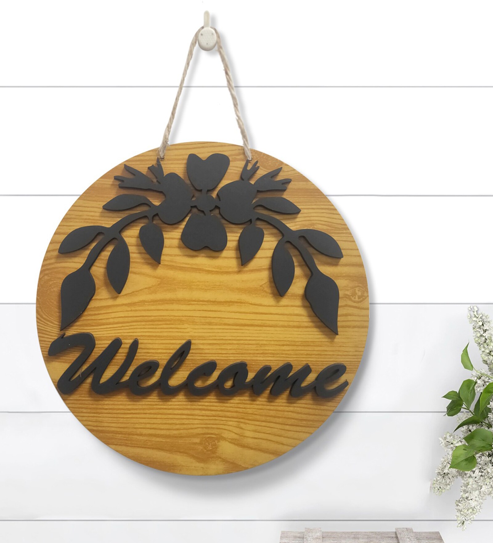 Black & Brown Welcome Hanging Plaque