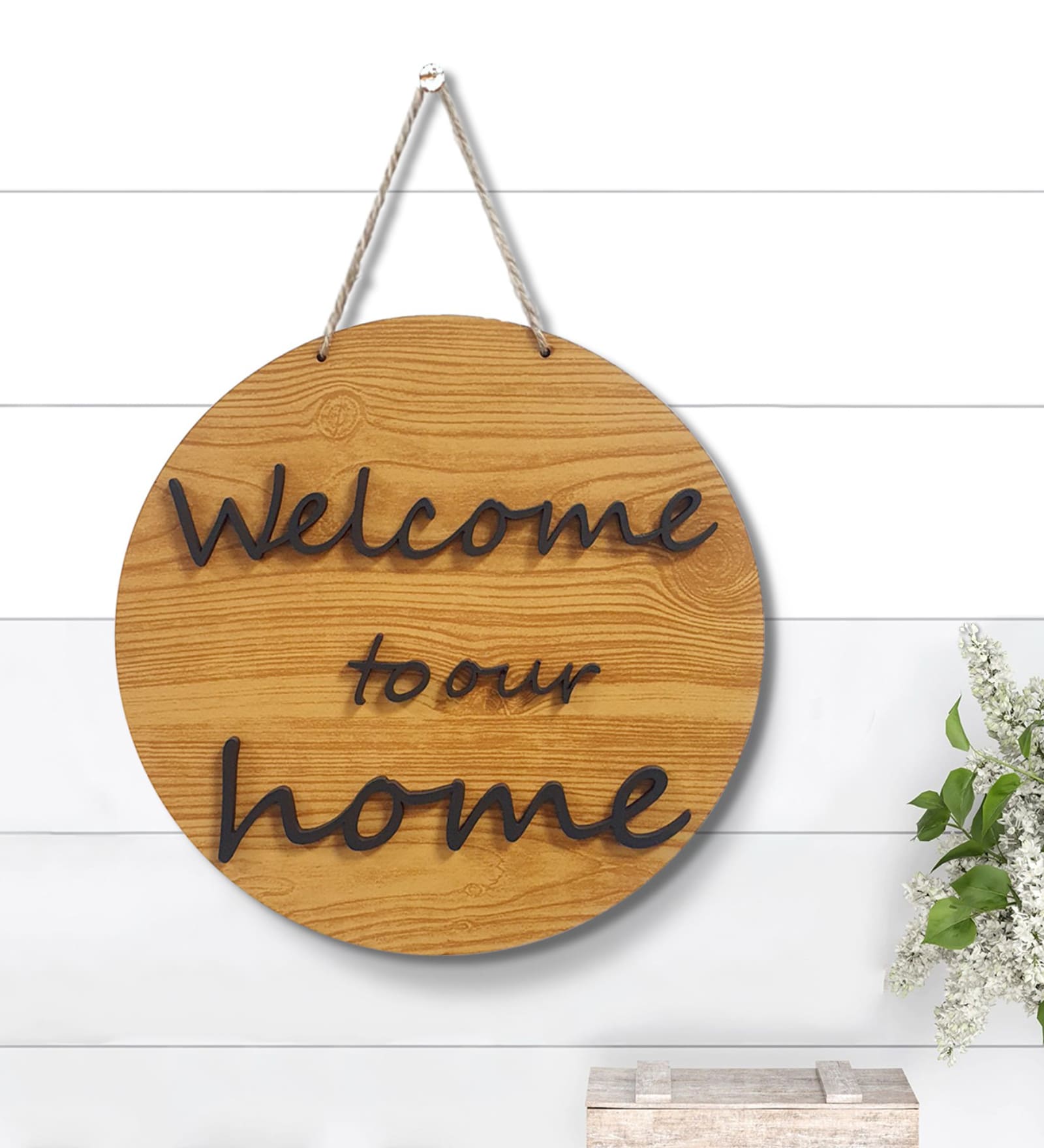 Black & Brown Welcome To Our Home Hanging Plaque